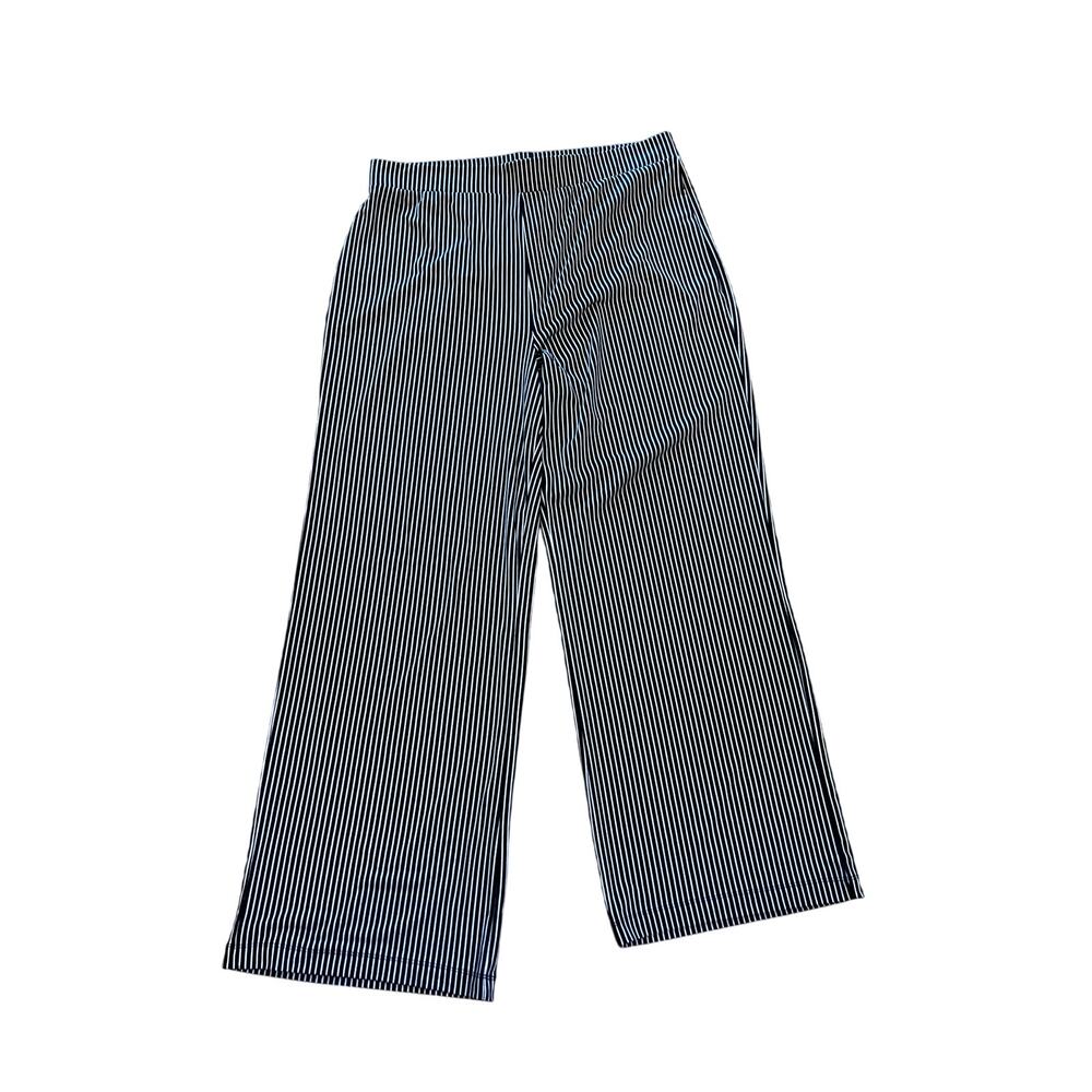 Chaus New York Wide Leg‎ Pants High Waist Stripped Black/White Womens Size L